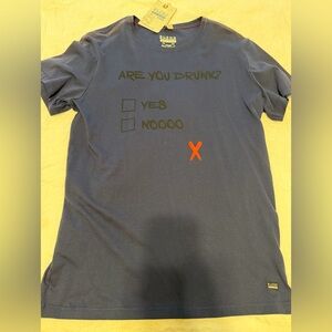 BLEND Men’s “Are You Drunk?” Blue T-Shirt, *NEW*